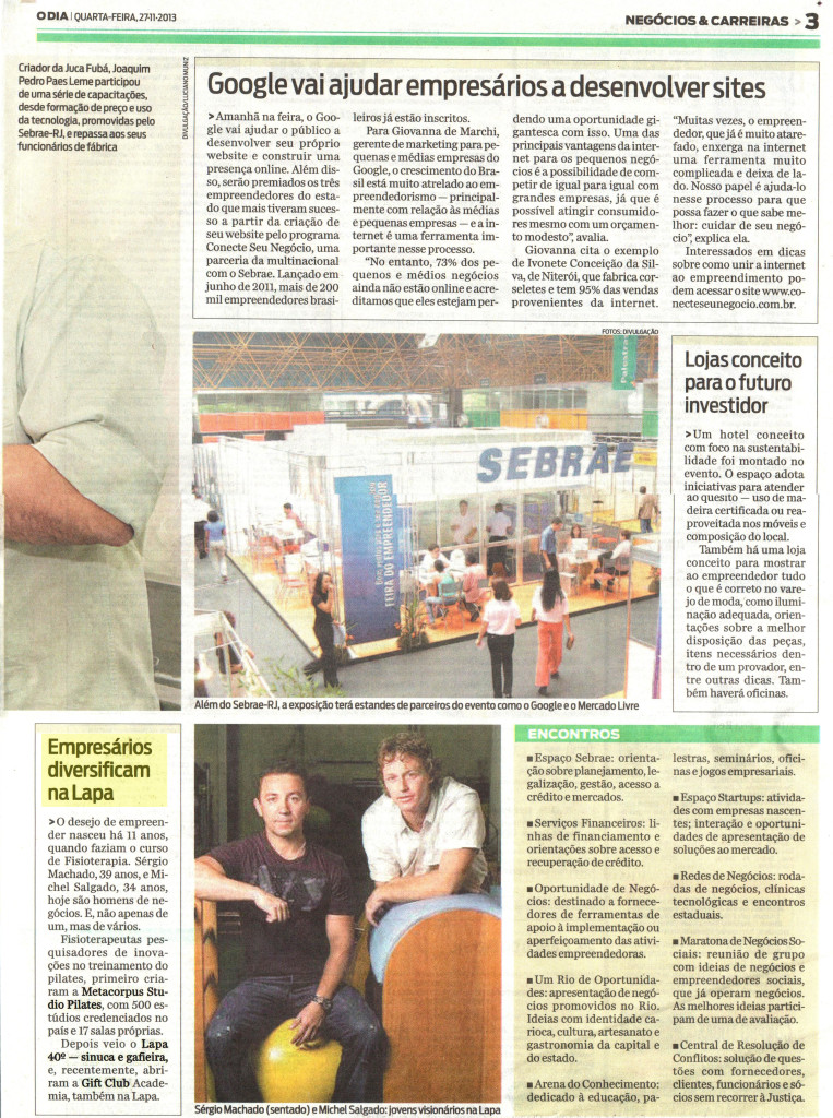 27.11.2013_Jornal O Dia_Negócios e Carreiras_Feira do Empreendedor_Caso de Sucesso_Grupo 40º_pg3